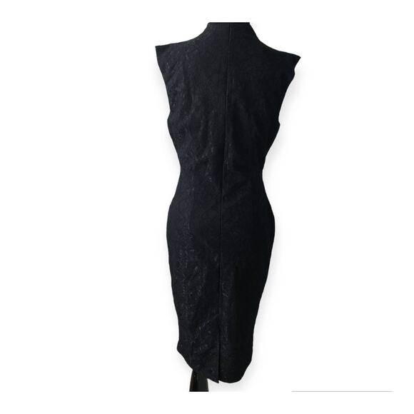Almost Famous Black V-Cut Bodycon Midi Black Dress Size Medium - Picture 4 of 8